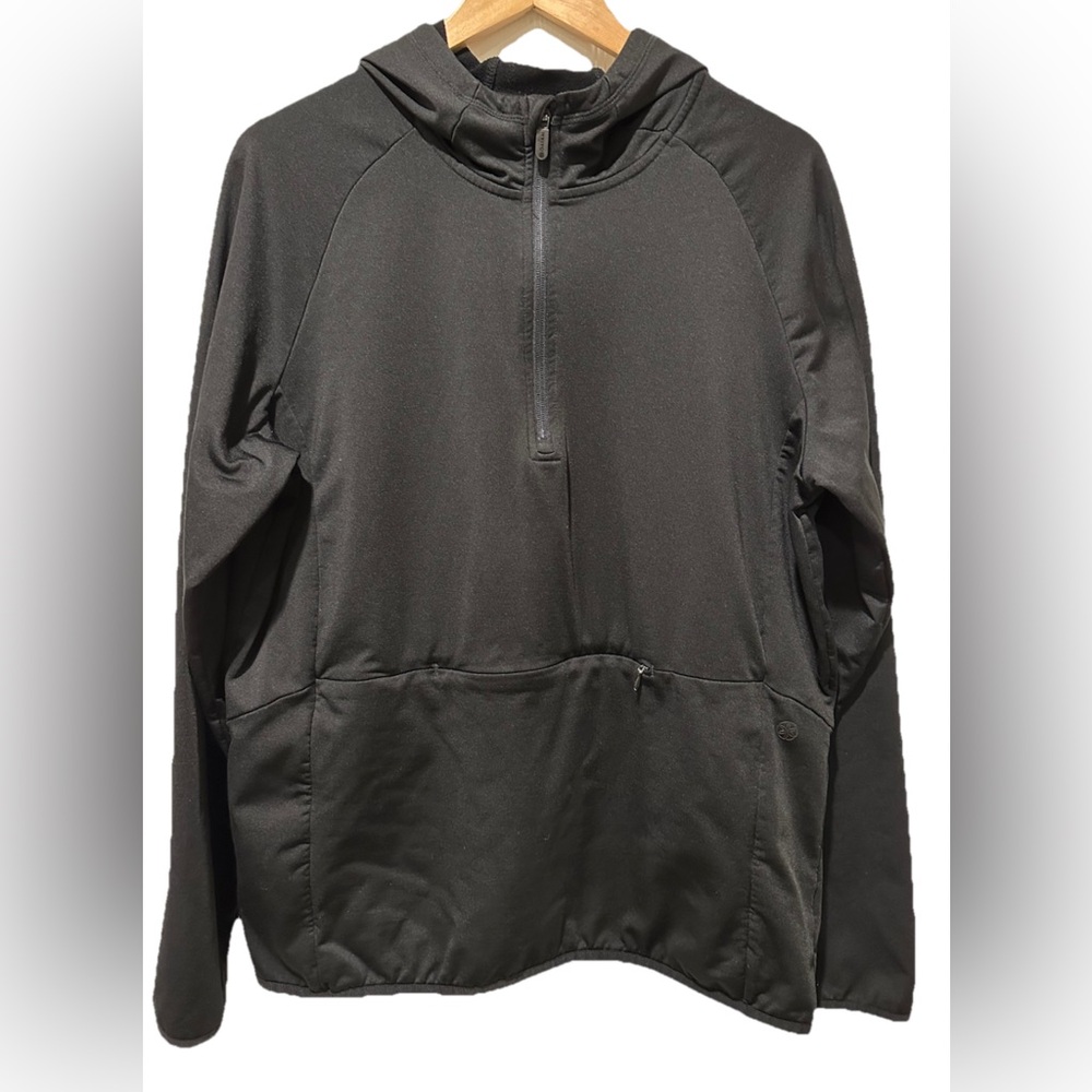 GAIAM Men's Time to Train Black Performance 1/4 Zip Pullover Hoodie, Sz Large.